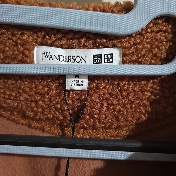 NWT Uniqlo JW Anderson Pile Lined Fleece Sherpa Collarless Coat Women Brown Med - Picture 7 of 10
